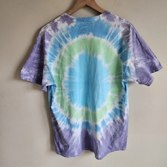 Liquid Blue Tie Dye Led Zeppelin USA 1977 Short Sleeve T Shirt - Picture 8 of 10
